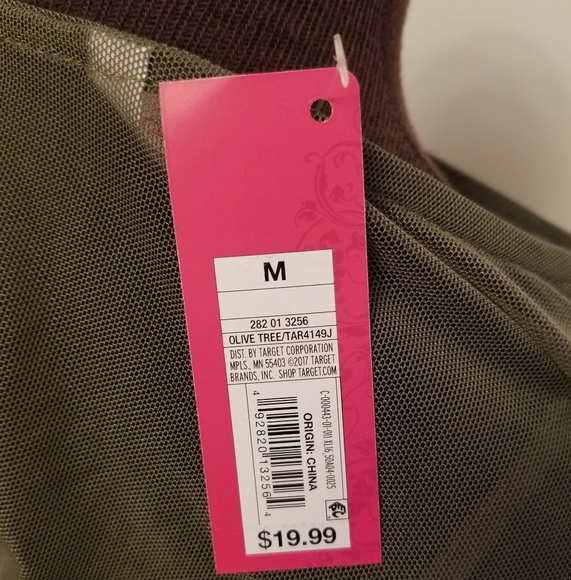 Olive Green Short Sleeved Mesh Embroidered Top M - Picture 8 of 8